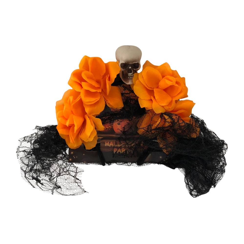 Halloween Skull Hairband With Flowers