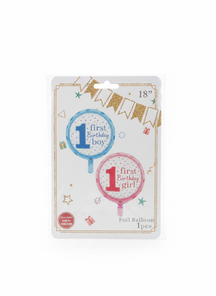 1st Birthday Boy/Girl 18'' Foil Balloon