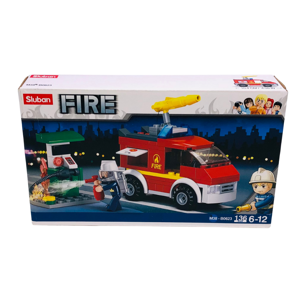 Small Fire Truck + Oil Station 136 PCS