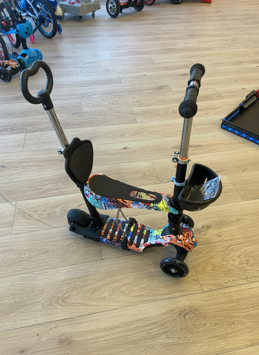 3-in-1 Transformable Kids Scooter with Seat and Parent Push Handle