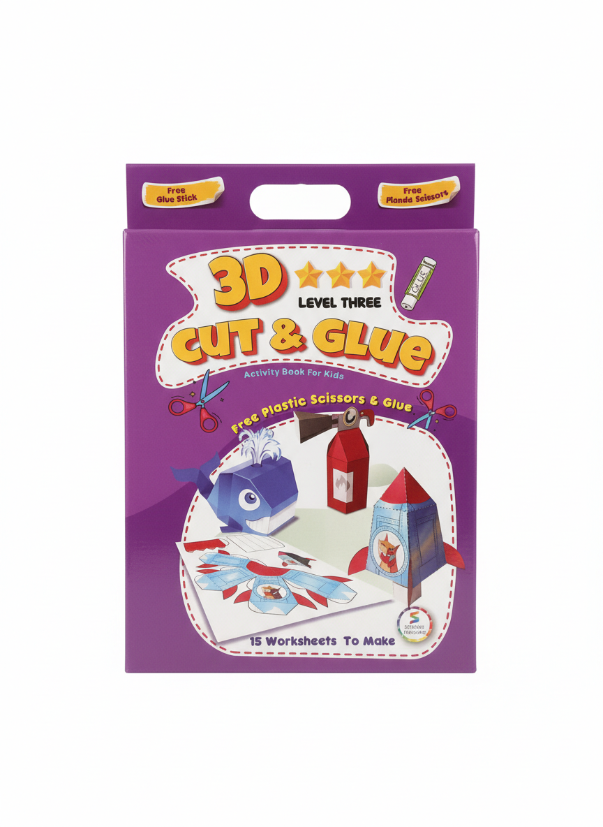 3D Cut & Glue Level Three Activity Book For Kids