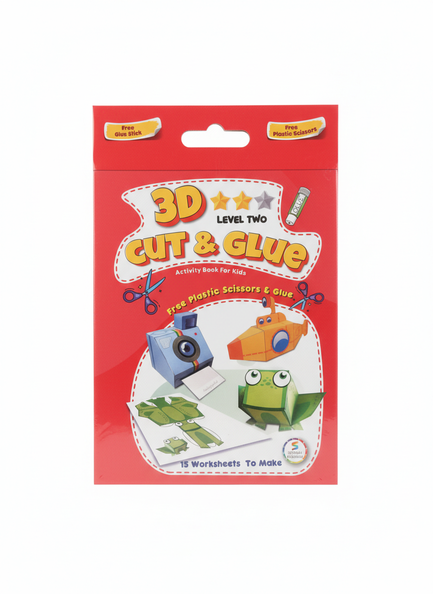 3D Cut & Glue Level Two Activity Book For Kids