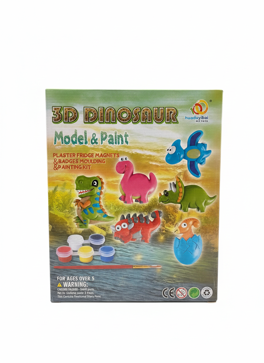 3D Dinosaur Model & Paint Plaster Fridge Magnets & Badges Moulding & Painting Kit