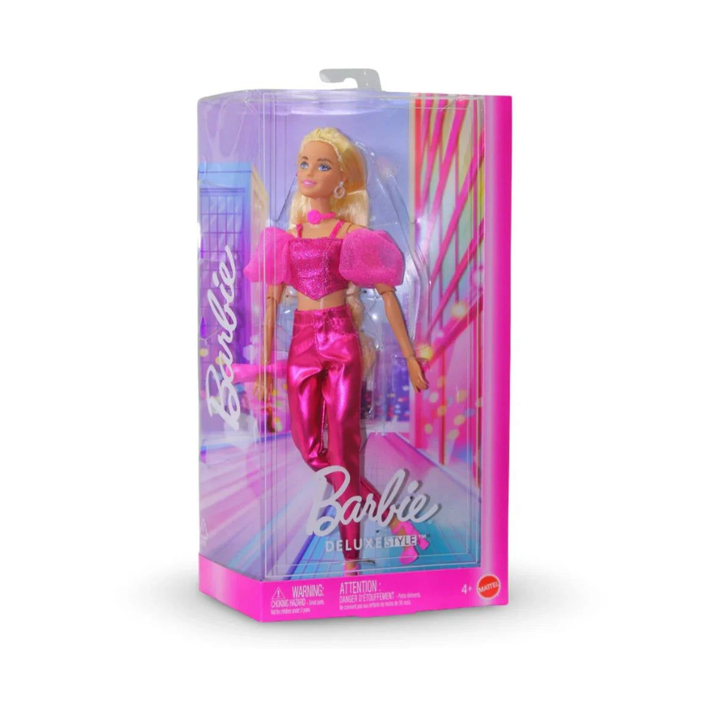 Mattel Barbie Deluxe Style Fashion Doll In Metallic Pink Outfit With Corset Top And Accessories, Blonde