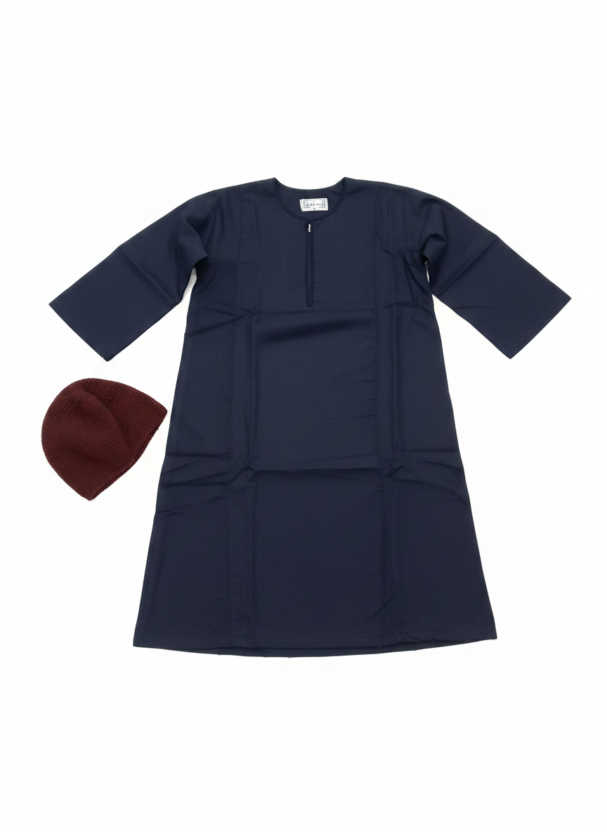 Al-Khalil Children's Navy Thobe & Kufi Set ( Size 4 ) Costume