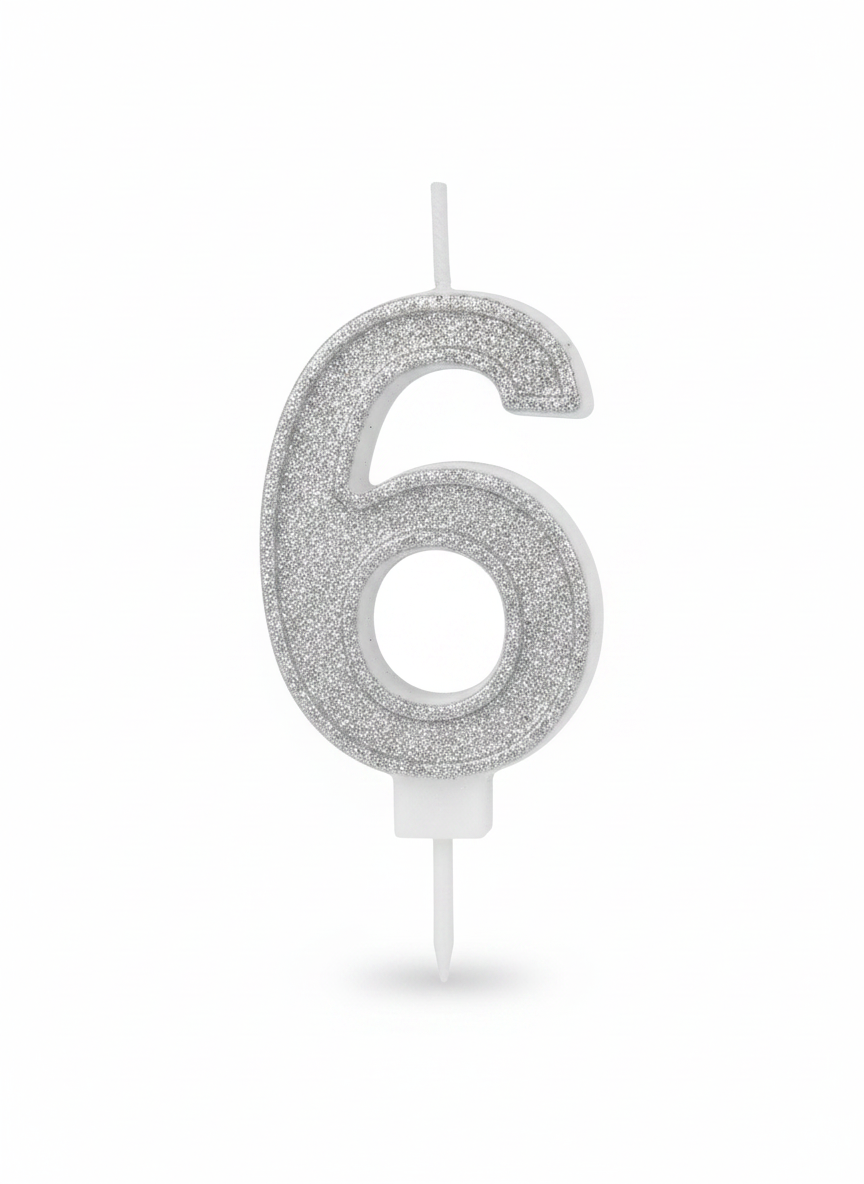 Askari Party Glitter Number 6 Birthday Candle