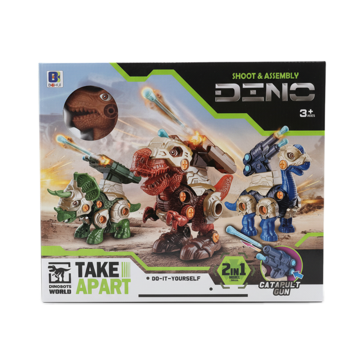 BOHUI Dinobots World Take Apart DENIC Shoot & Assembly Dinosaur Toy Set