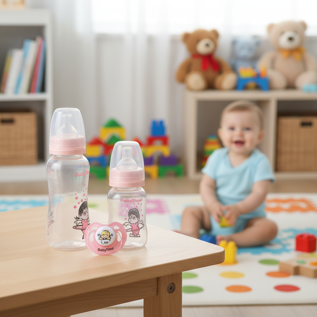 BabyTime 3-in-1 PP Baby Feeding Set with Pacifier (0-6 Months)