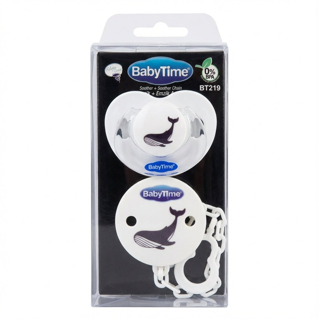 BabyTime Soother + Soother Chain (Whale Design)
