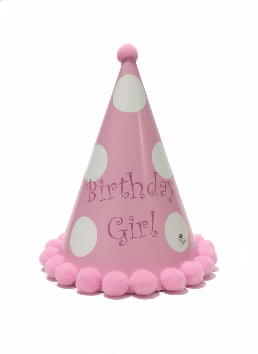 Birthday Girl Pink Polka Dot Party Hat
