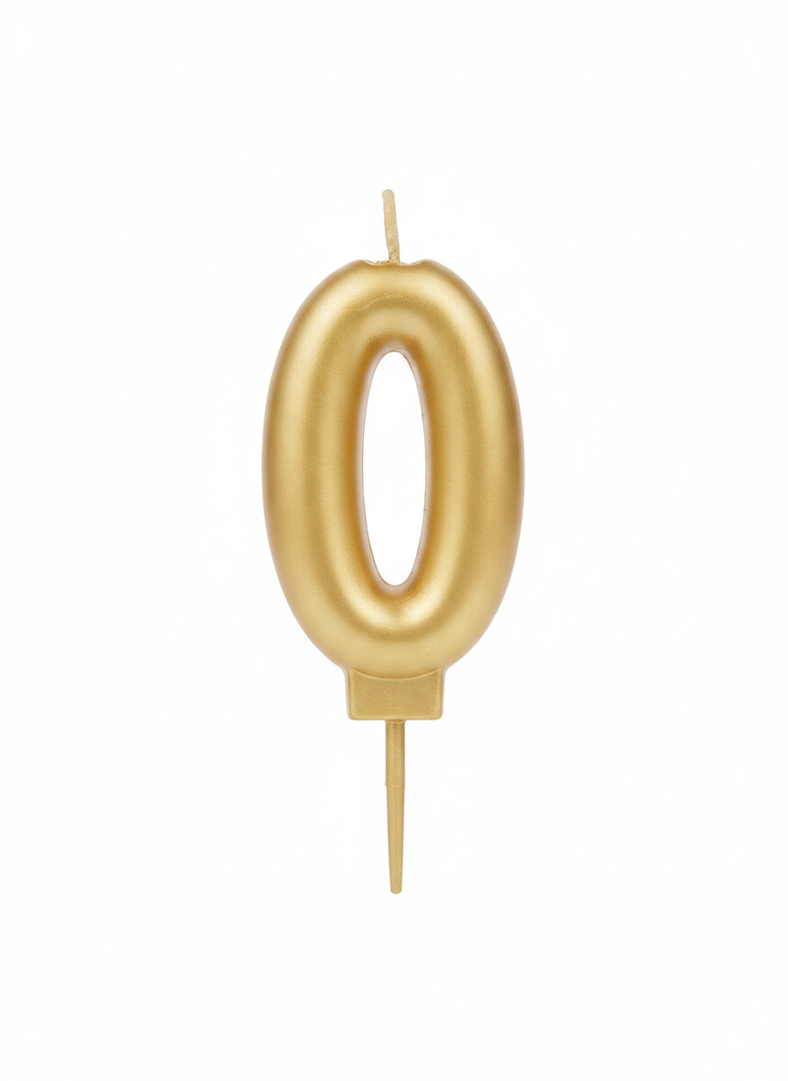 Chandler's Gold Glitter Happy Birthday Number 0 Candle