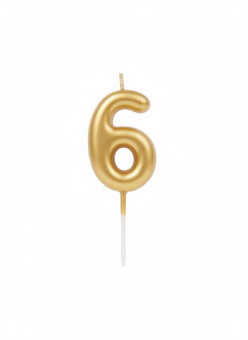 Chandler's Happy Birthday Gold Number 6 Candle