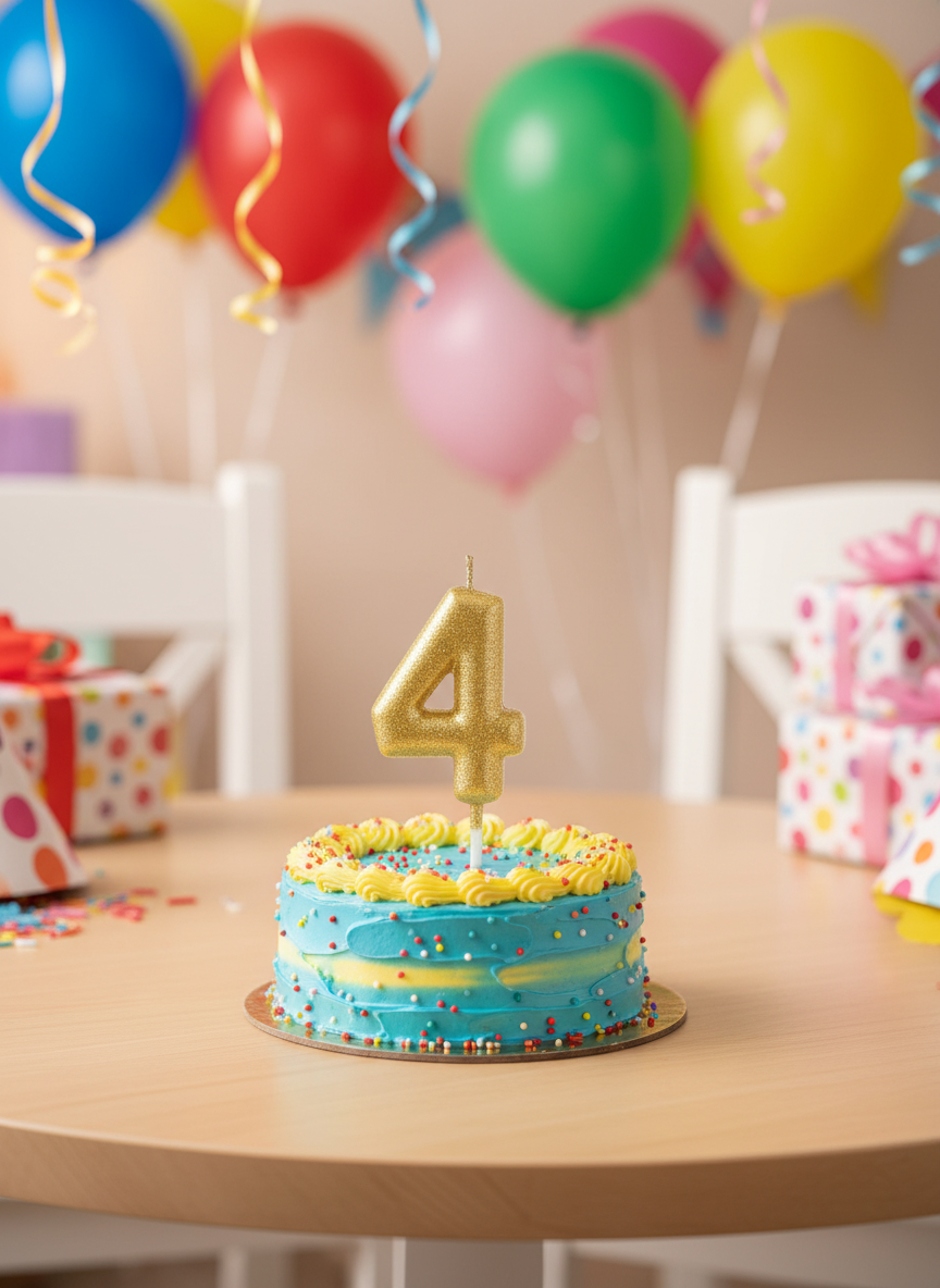 Chandler's Happy Birthday Number 4 Gold Candle
