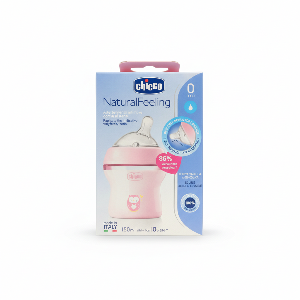 Chicco NaturalFeeling Pink Baby Bottle (150ml, 0m+)