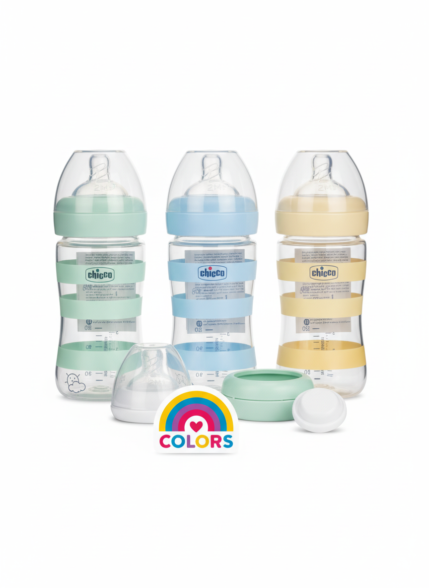 Chicco Well-Being Anti-Colic System Baby Bottle, 250ml (Colors)