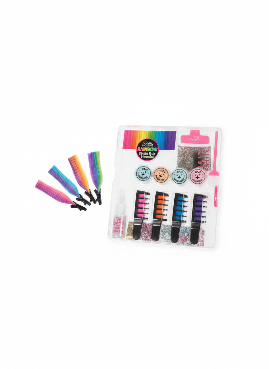 Cra-Z-Art Shimmer 'n Sparkle Bold & Bright Color & Glitter Hair Extension Set - Color FX Hair Extensions Studio