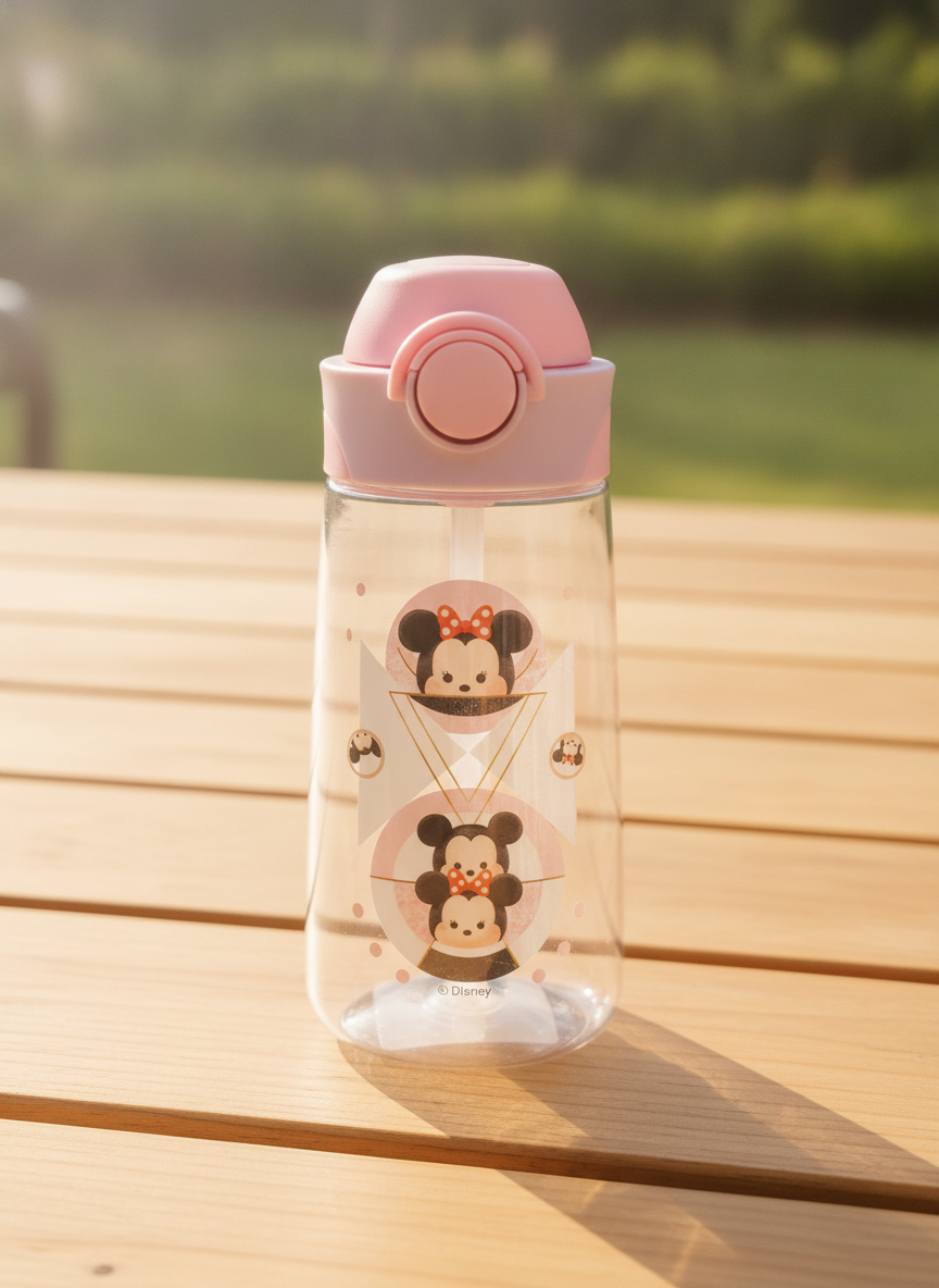 Disney Minnie Mouse Tsum Tsum Water Bottle with Pop-Up Straw Lid