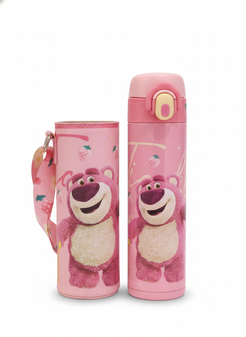 Disney Pixar Lotso Insulated Water Bottle with Carrying Sleeve