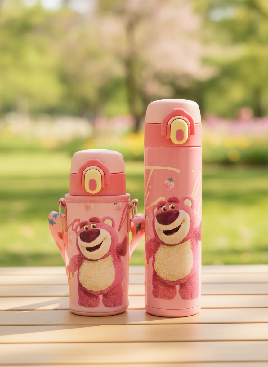 Disney Pixar Lotso Insulated Water Bottle with Carrying Sleeve
