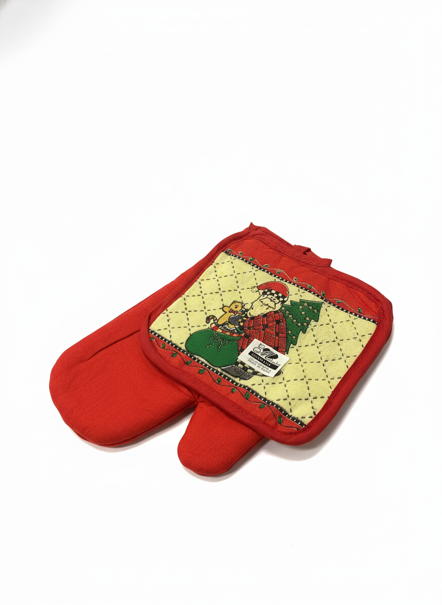 Festive Santa & Tree Oven Mitt & Pot Holder Set