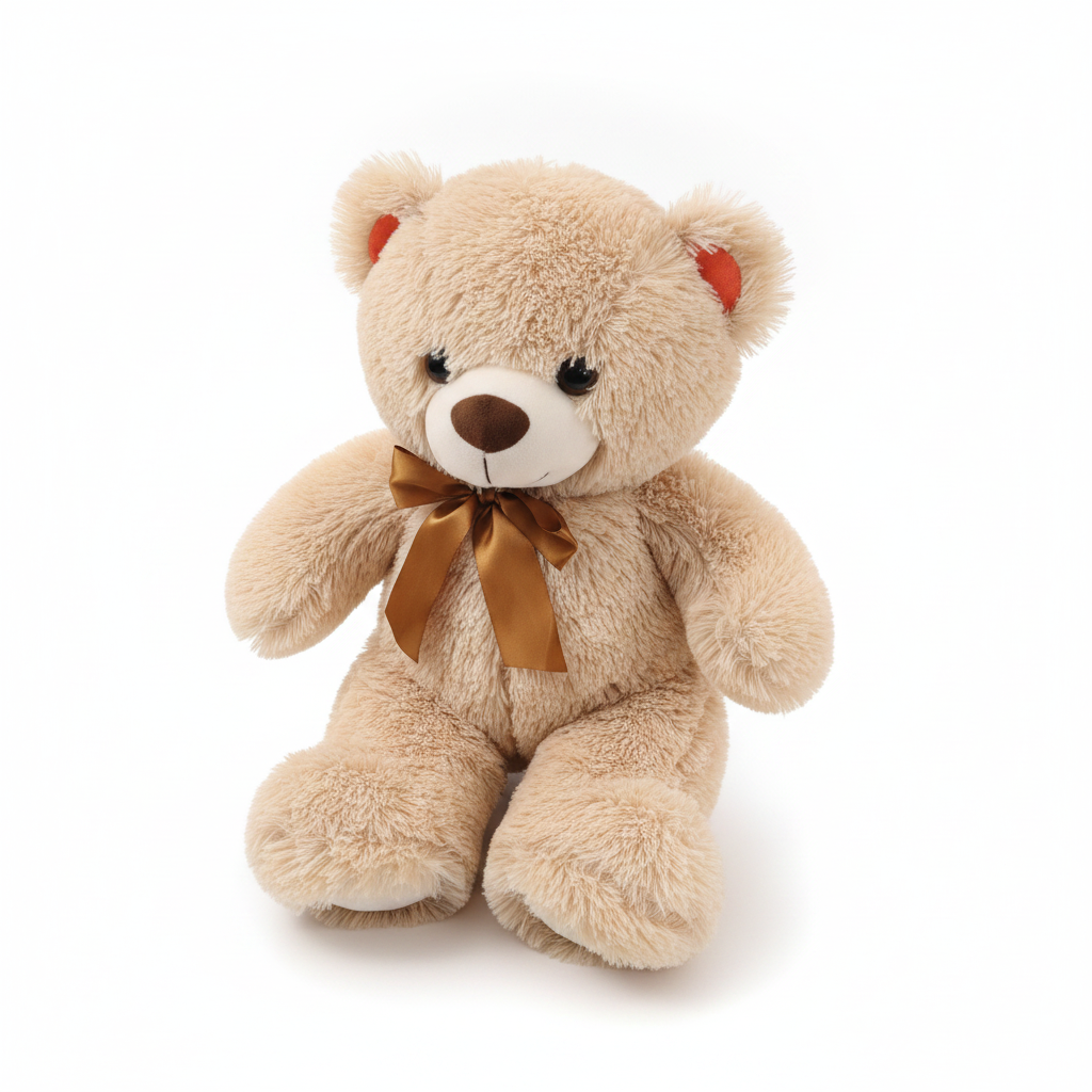 Fluffy Brown Teddy Bear with Bow