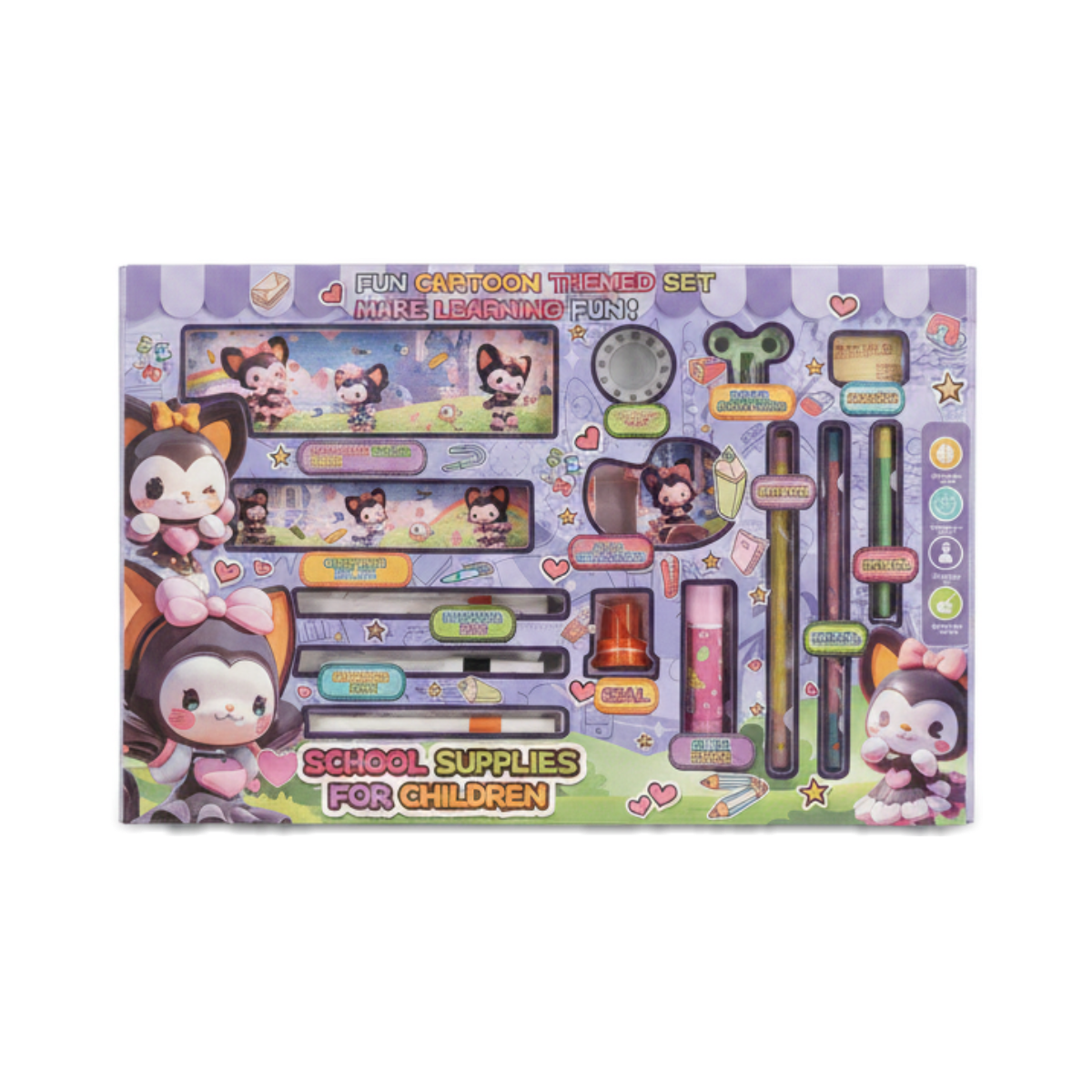 Fun Cartoon Themed School Supplies Set