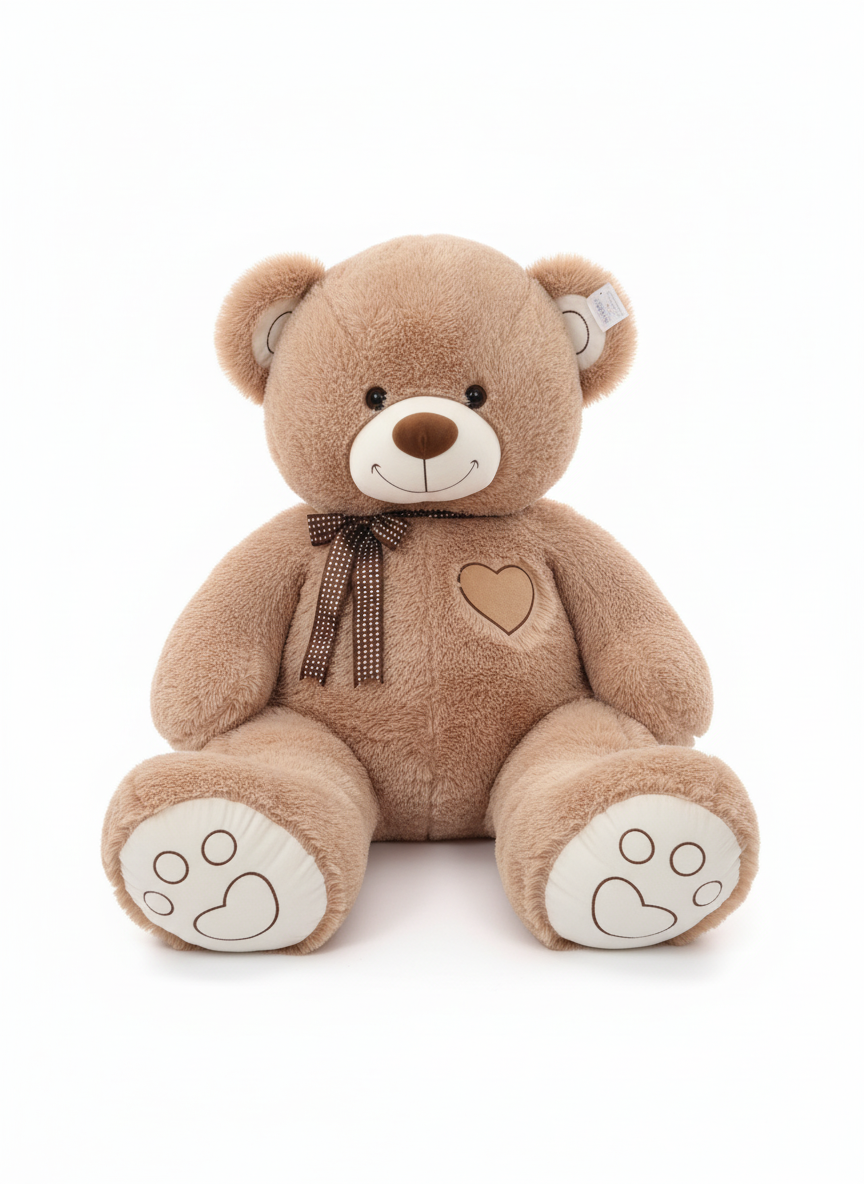 Giant Cuddly Brown Teddy Bear 75 cm with Heart
