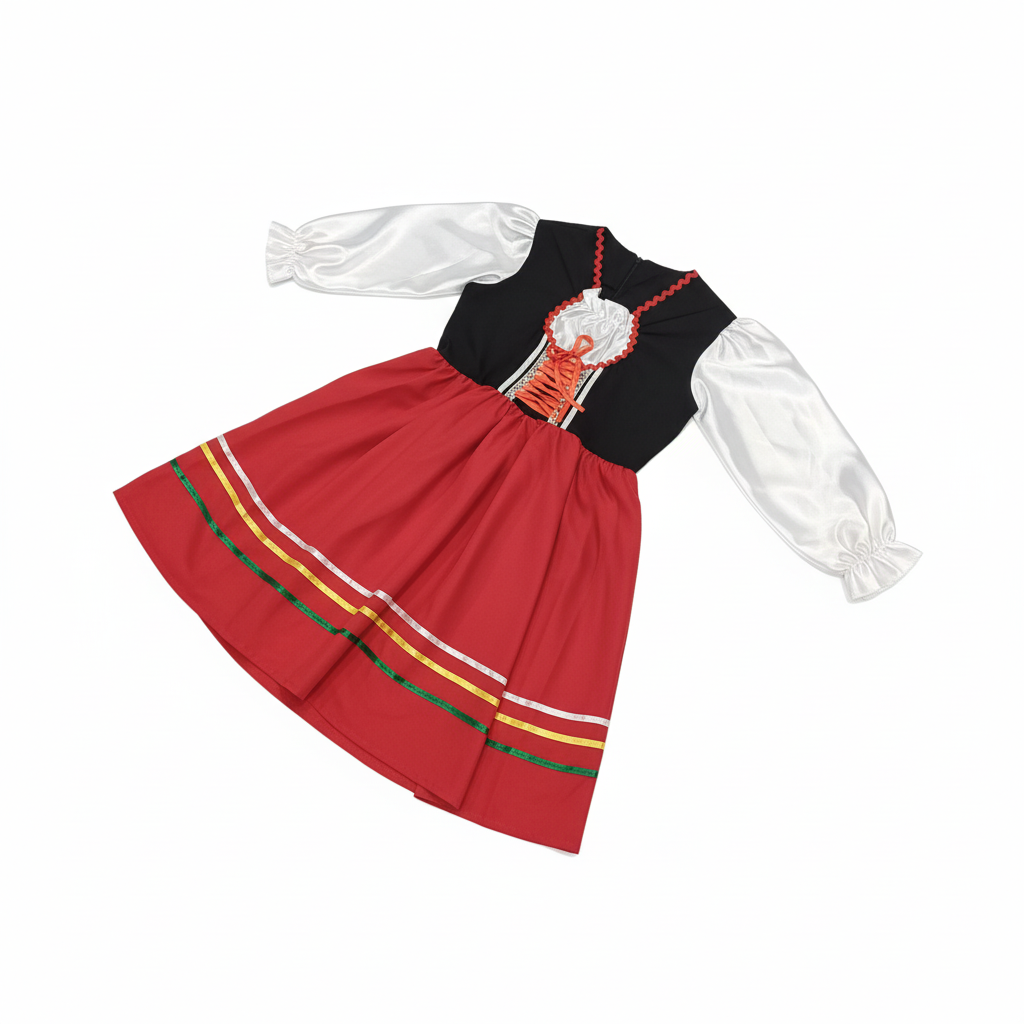 Italian Girls' Vibrant Traditional Folk Dance Costume