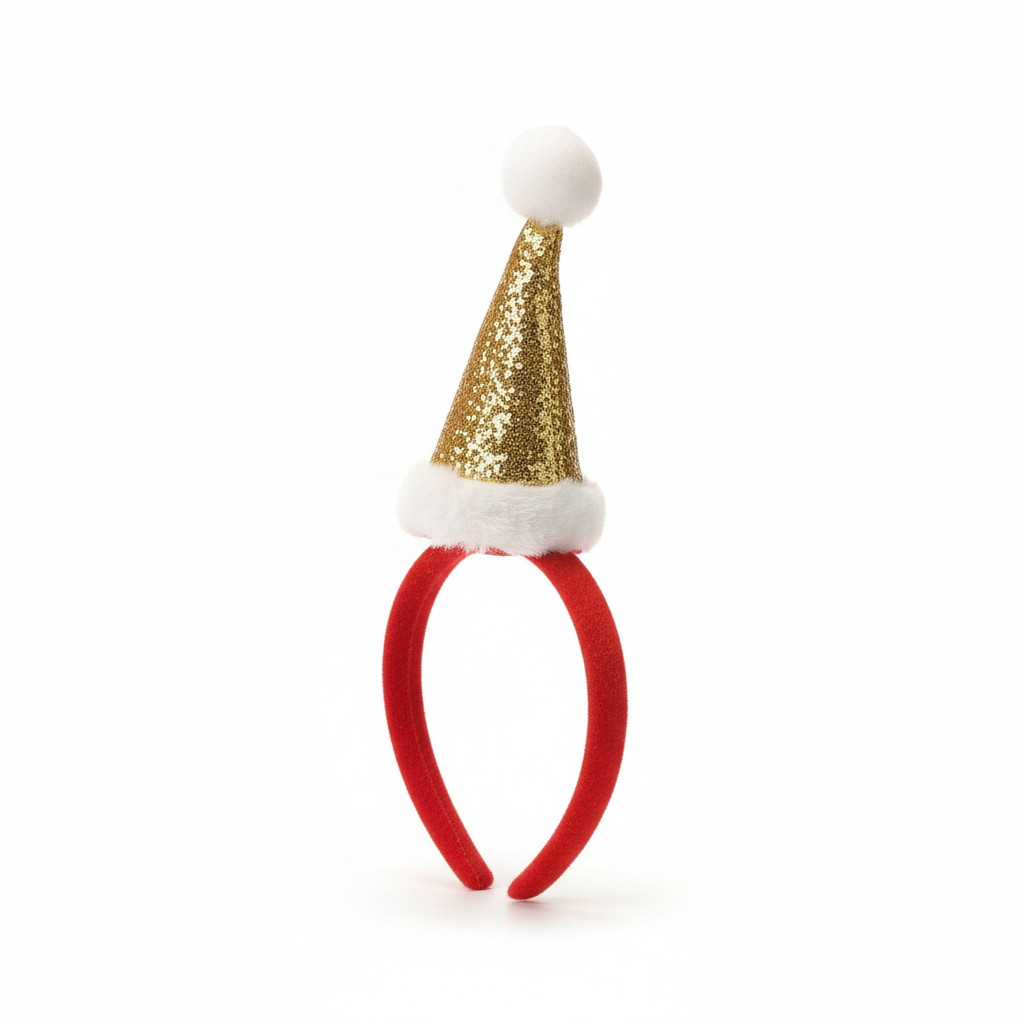 Glitter Gold Mini Santa Hat Christmas Headband