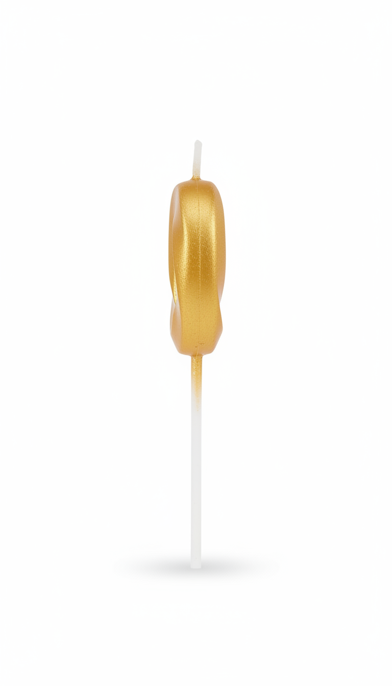 Gold Number 0 Birthday Candle