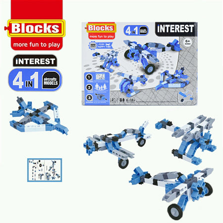 Blocks Plane Blue 4-in-1 Aircraft Models Construction Set