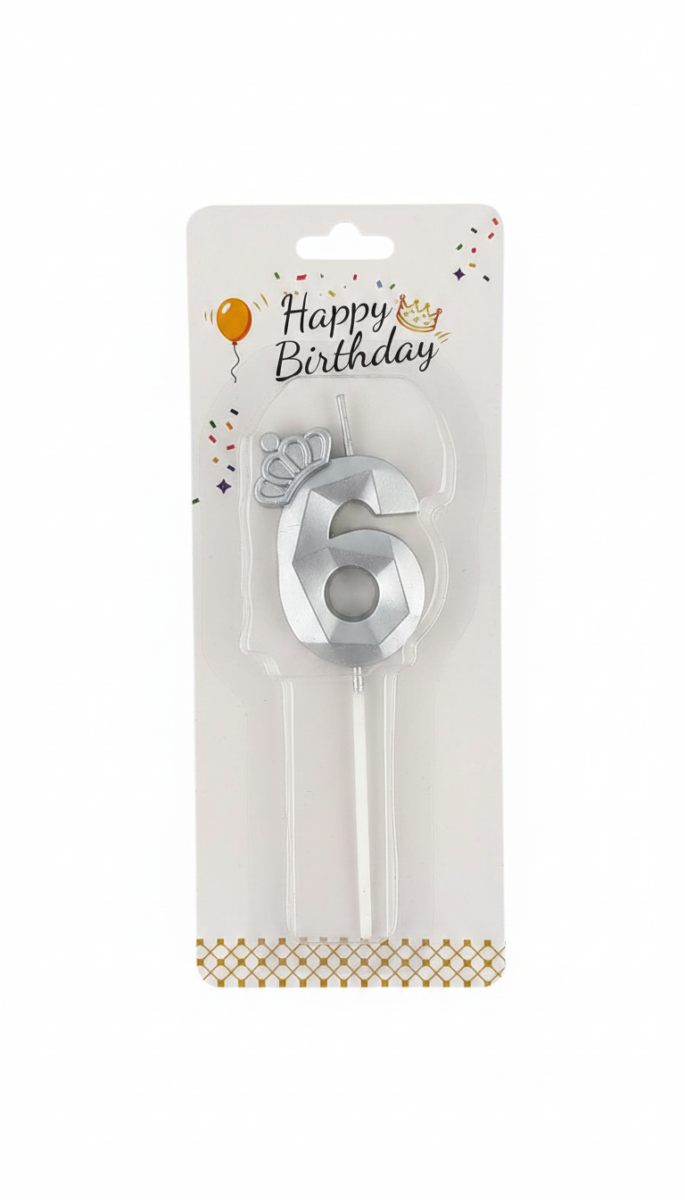 Happy Birthday Crown Number 6 Candle