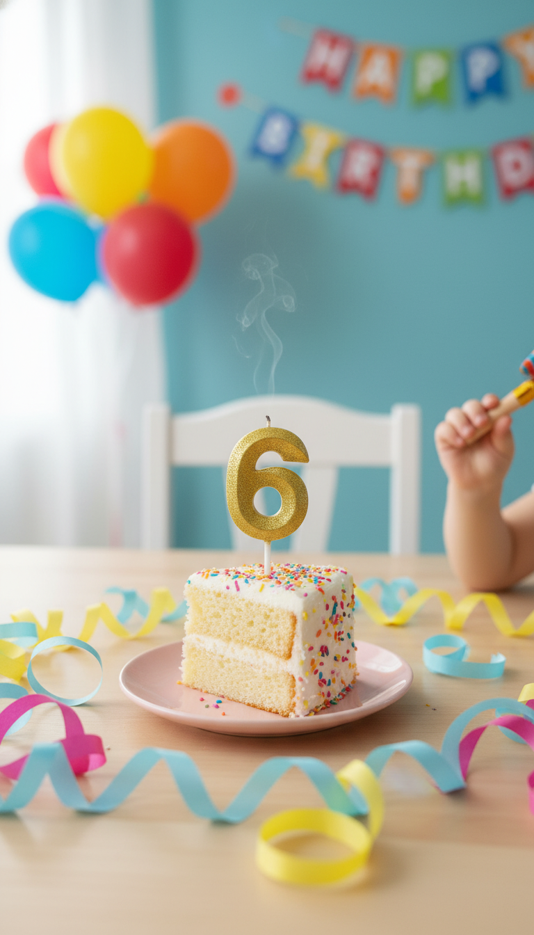 Happy Birthday Glitter Gold Number 6 Birthday Candle