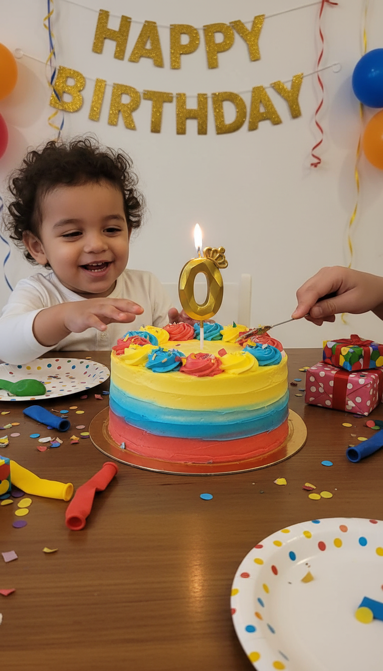 Happy Birthday Gold Number 0 Crown Candle