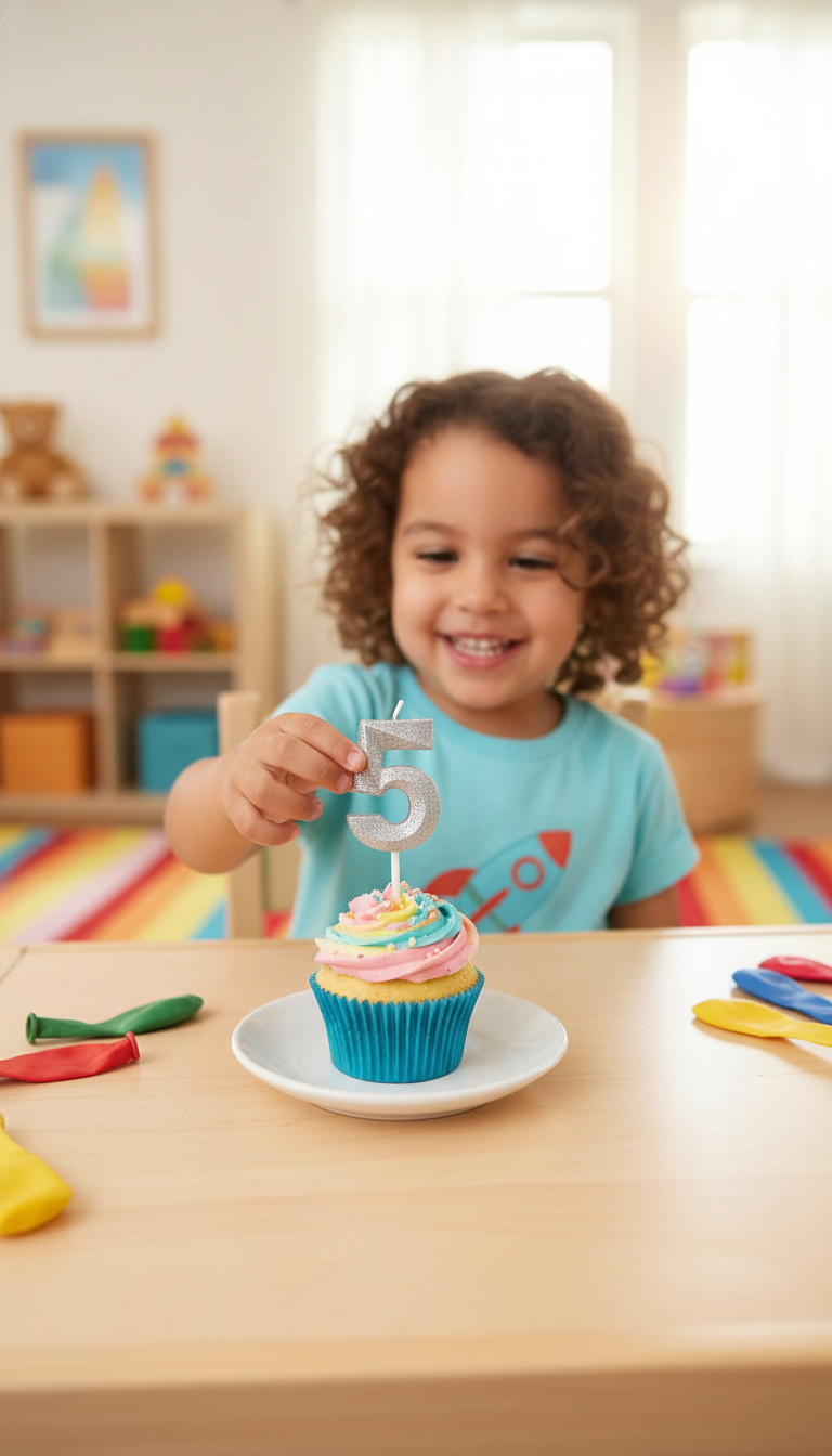 Happy Birthday Number 5 Glitter Birthday Candle