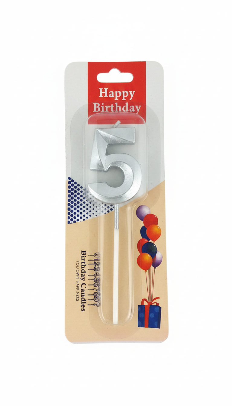Happy Birthday Number 5 Glitter Birthday Candle