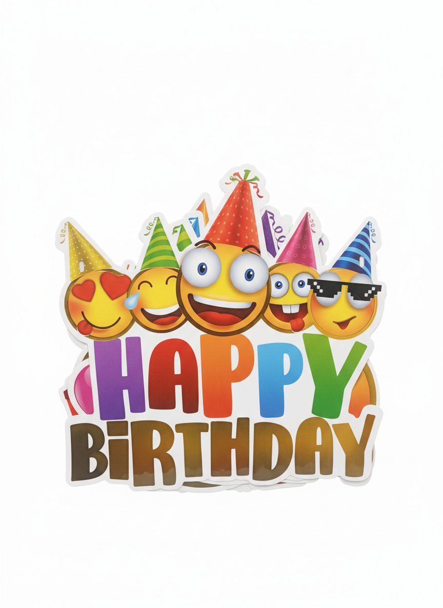 Happy Notes Happy Birthday Emoji Cutout Banner