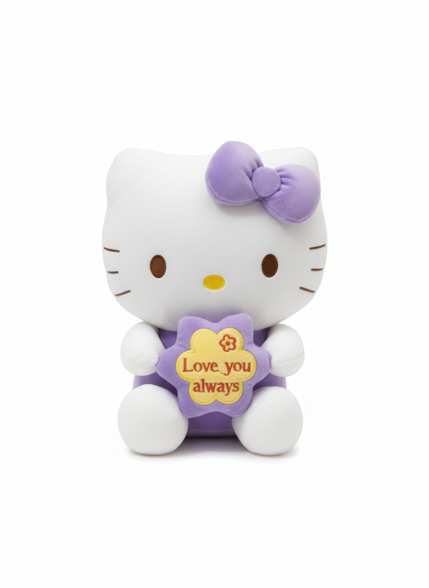 Hello Kitty 'Love You Always' Purple Bow Plush Toy 25 Cm