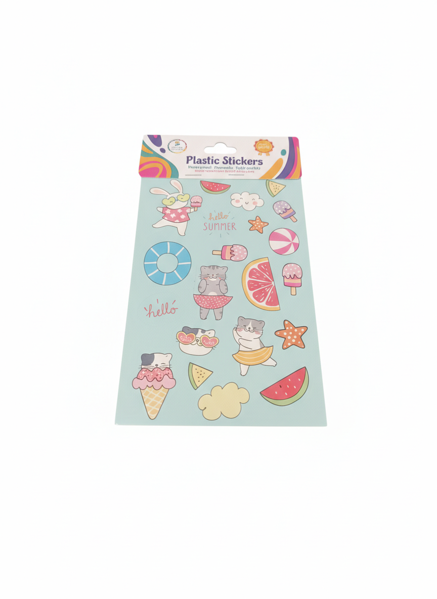Hello Summer Plastic Stickers