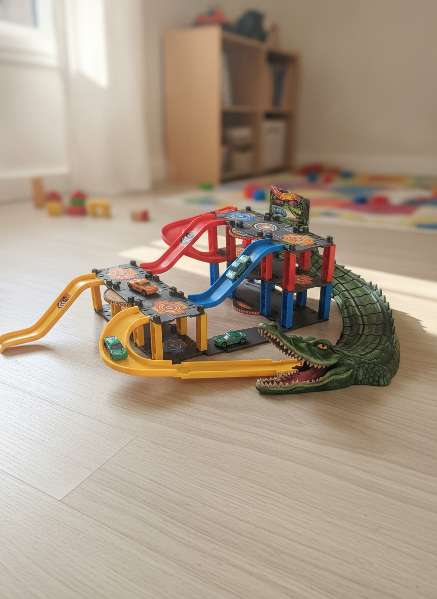 Hot Wheel DIY Assemble Race Track with Crocodile