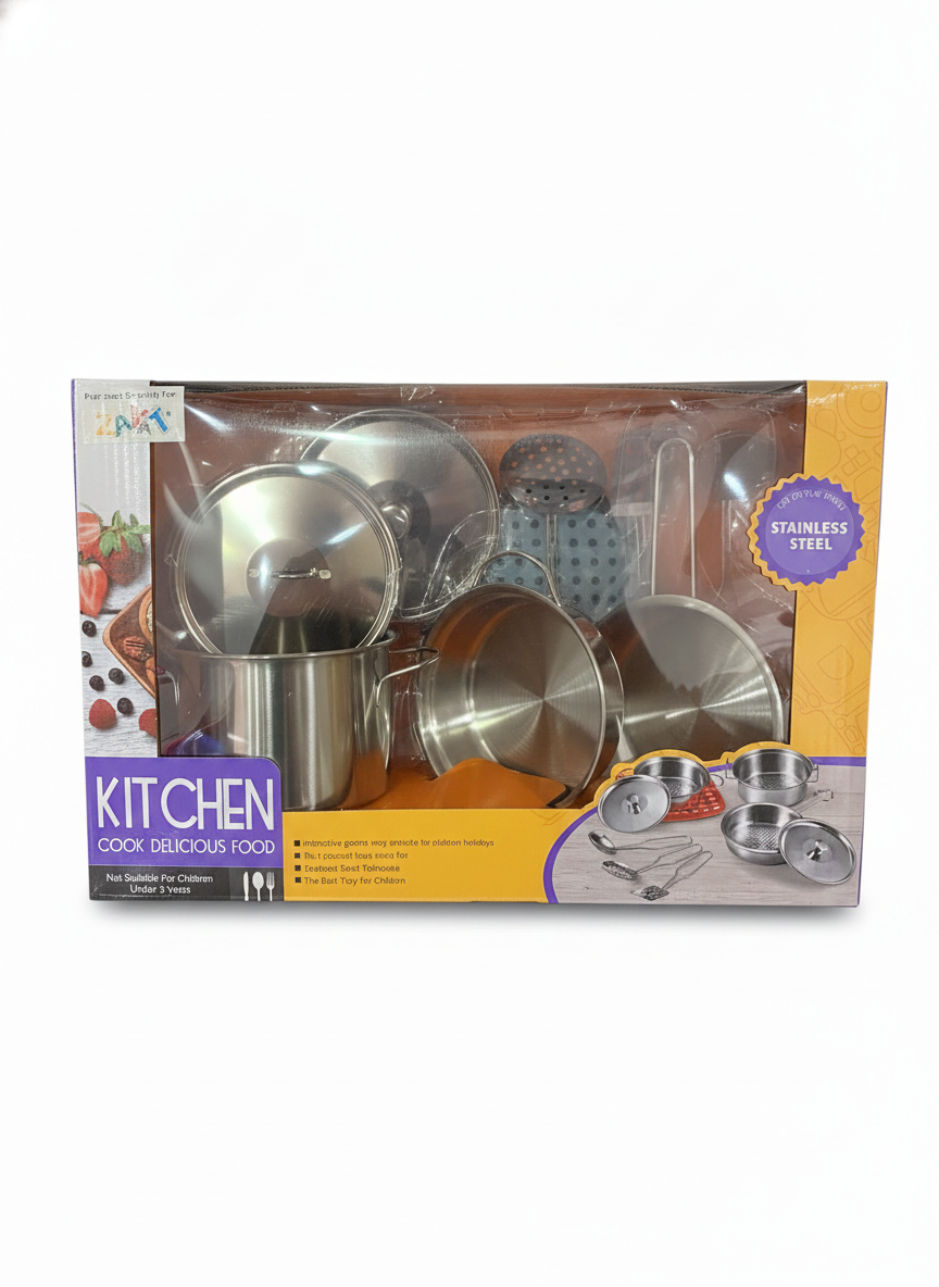 KITCHEN COOK DELICIOUS FOOD Stainless Steel Play Set
