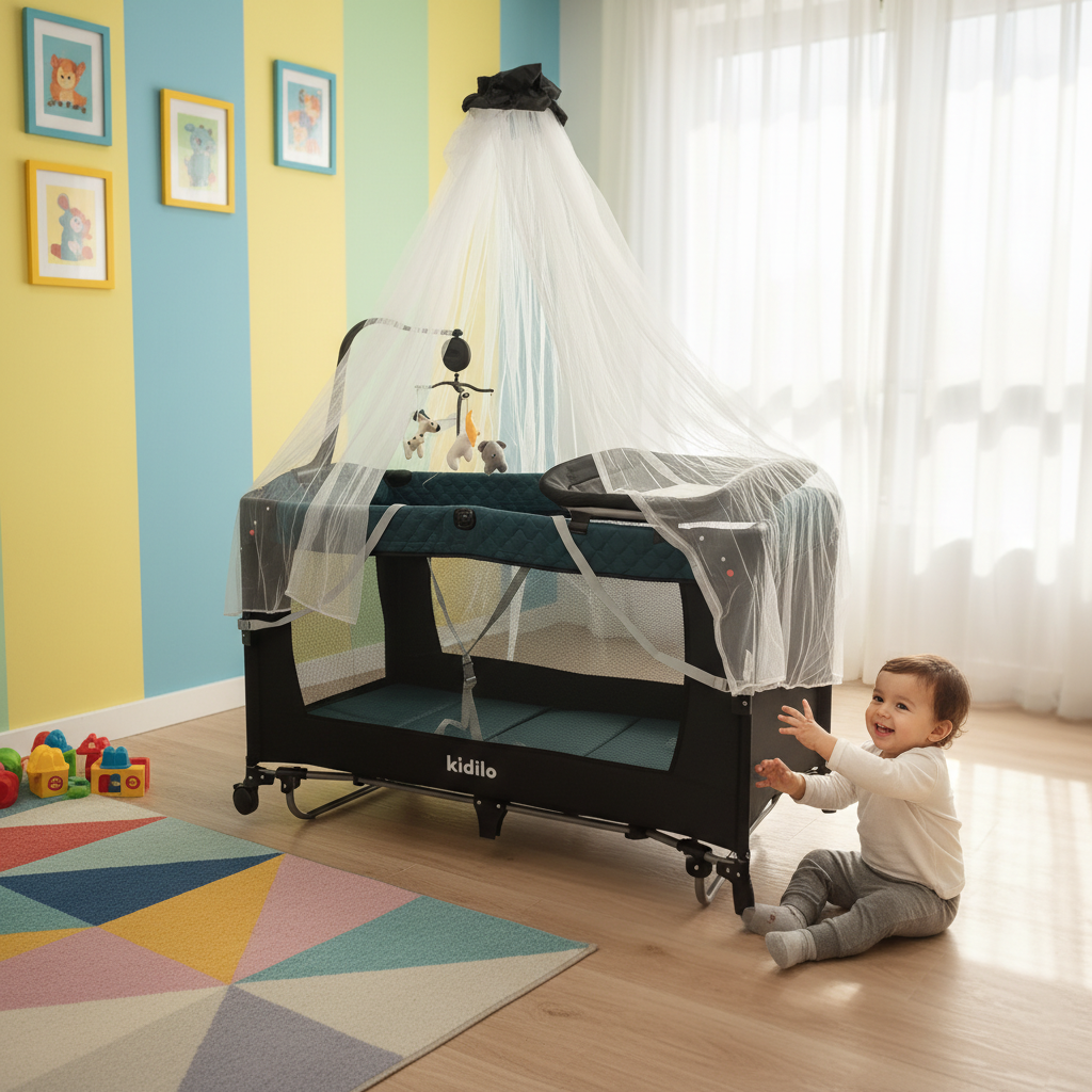 Kidilo 2-in-1 Portable Baby Bassinet & Playard