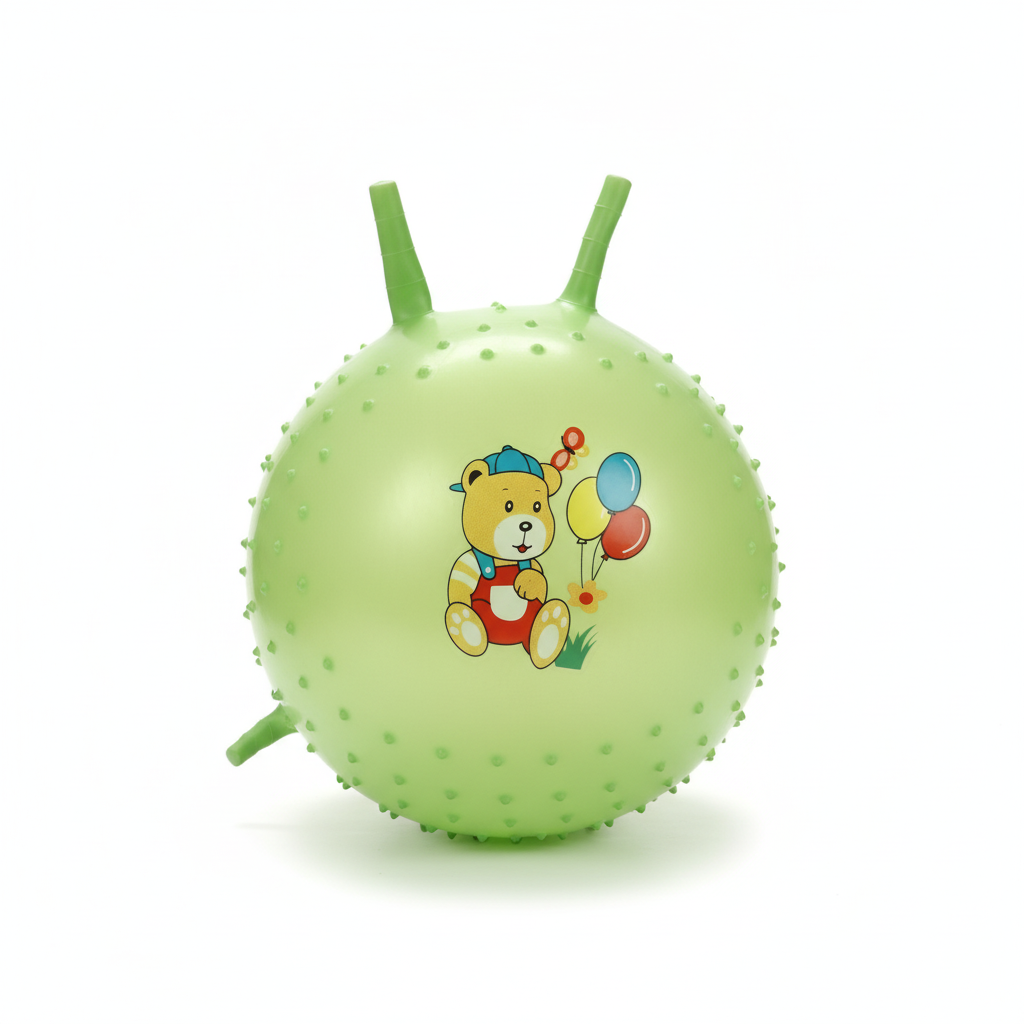 Kids' Green Bouncy Hopper Ball with Cartoon Bear
