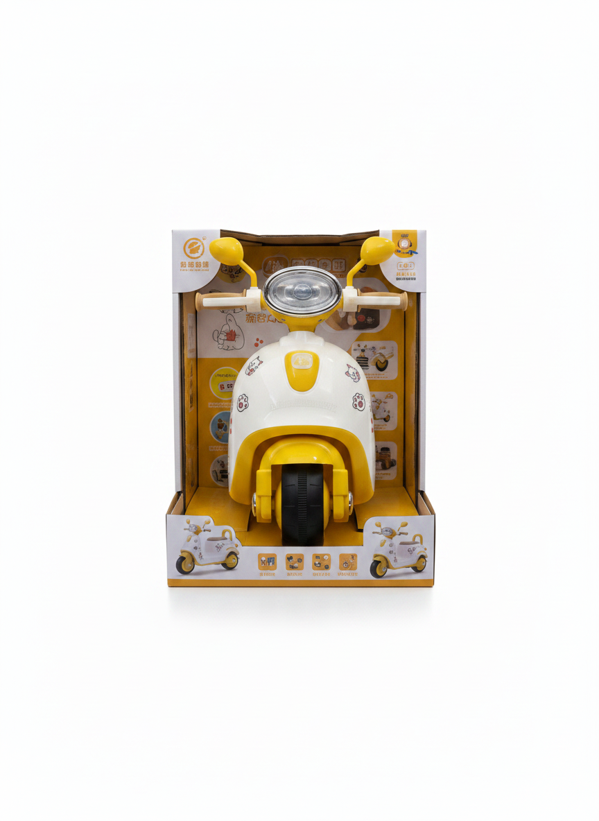 Kids' Yellow & White Electric Ride-On Scooter