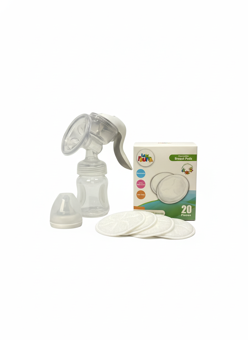 LA FRUTTA Manual Breast Pump & Disposable Breast Pads Bundle (20 Pieces)