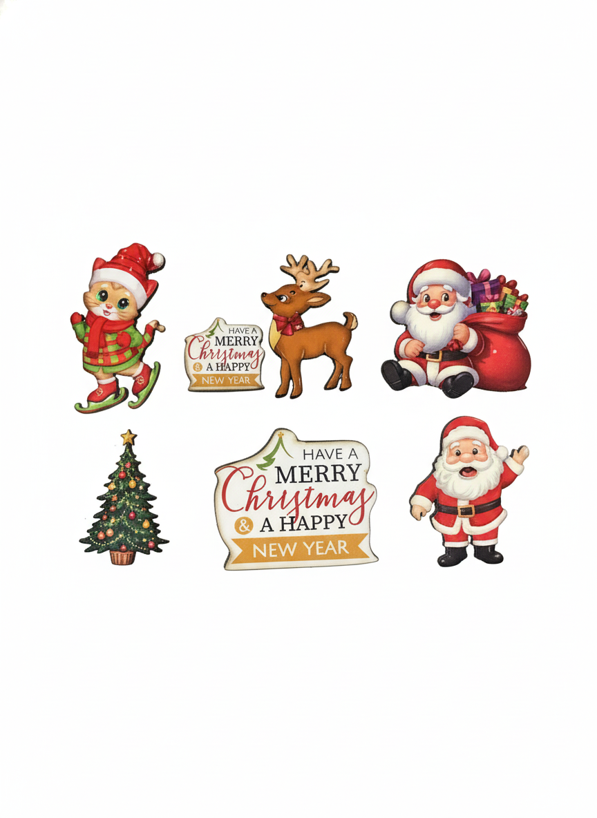Merry Christmas & Happy New Year Refriger Stickers Collection