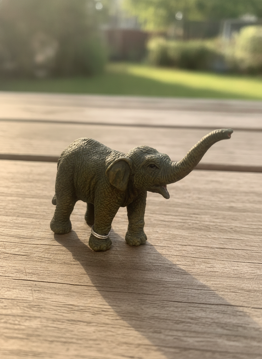 Miniature Realistic Elephant Figurine