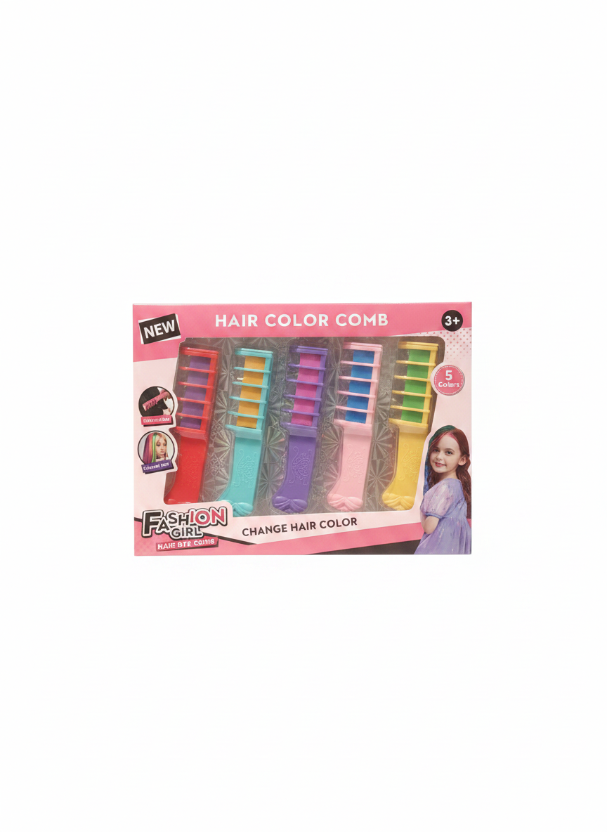 NEW Fashion Girl Hair Color Comb Set - 5 Colors