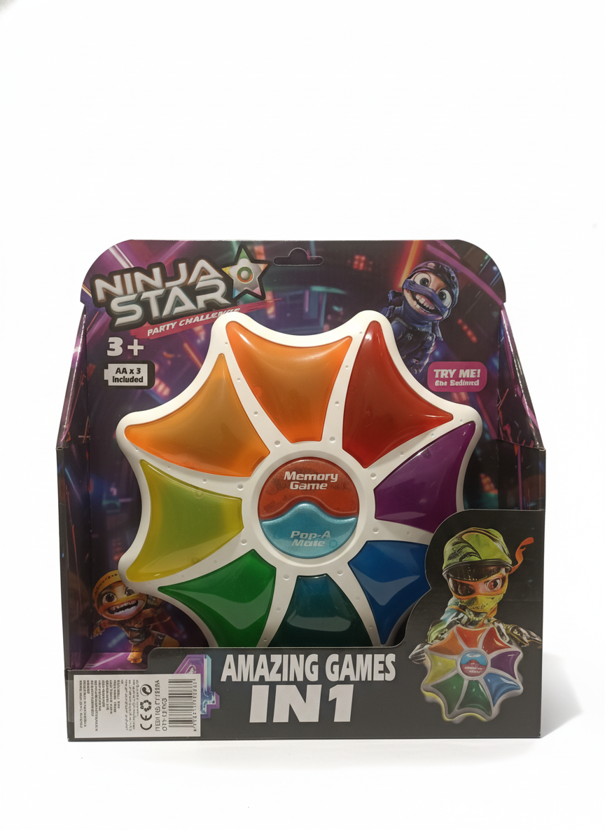 Ninja Star Party Challenge: Amazing 4-in-1 Memory & Pop-A-Mole Game