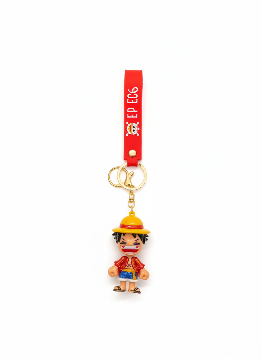 One Piece Monkey D. Luffy Chibi Keychain with Straw Hat Strap